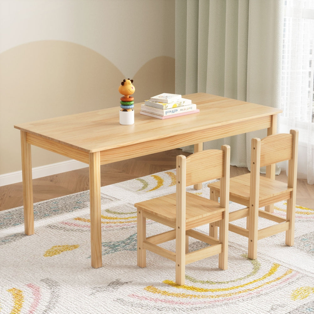 Keezi Kids Table and 2 Chairs Set Pinewood