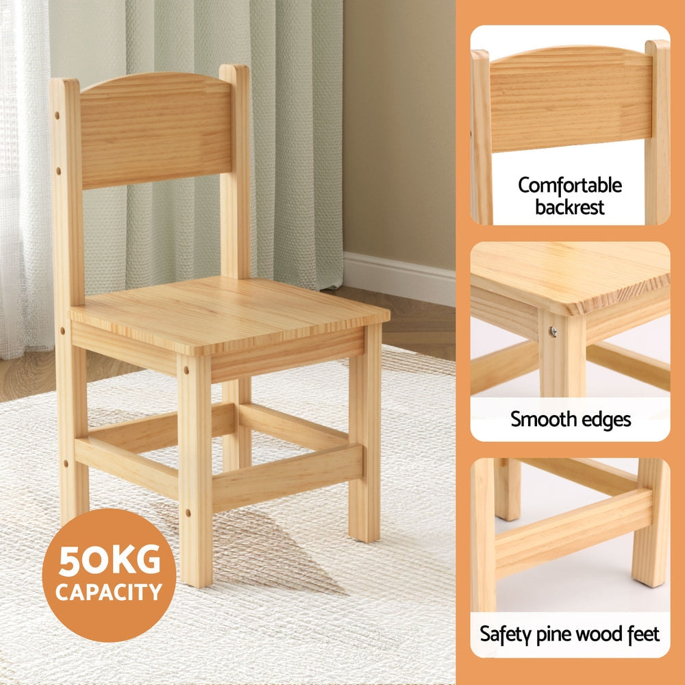 Keezi Kids Table and 2 Chairs Set Pinewood