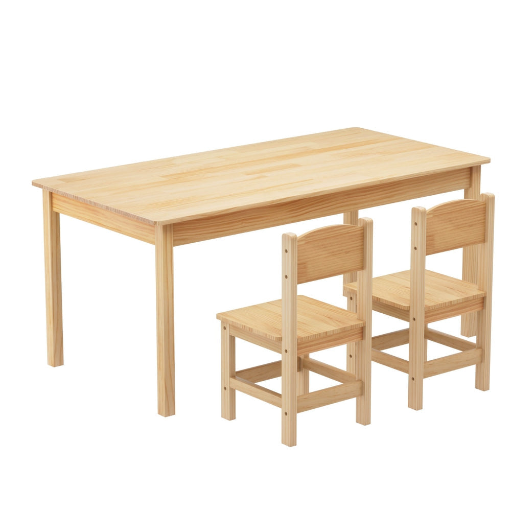 Keezi Kids Table and 2 Chairs Set Pinewood