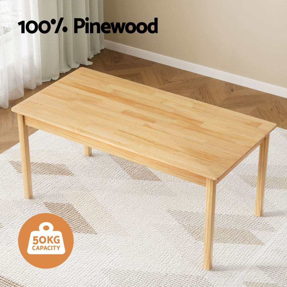 Keezi Kids Table and 2 Chairs Set Pinewood