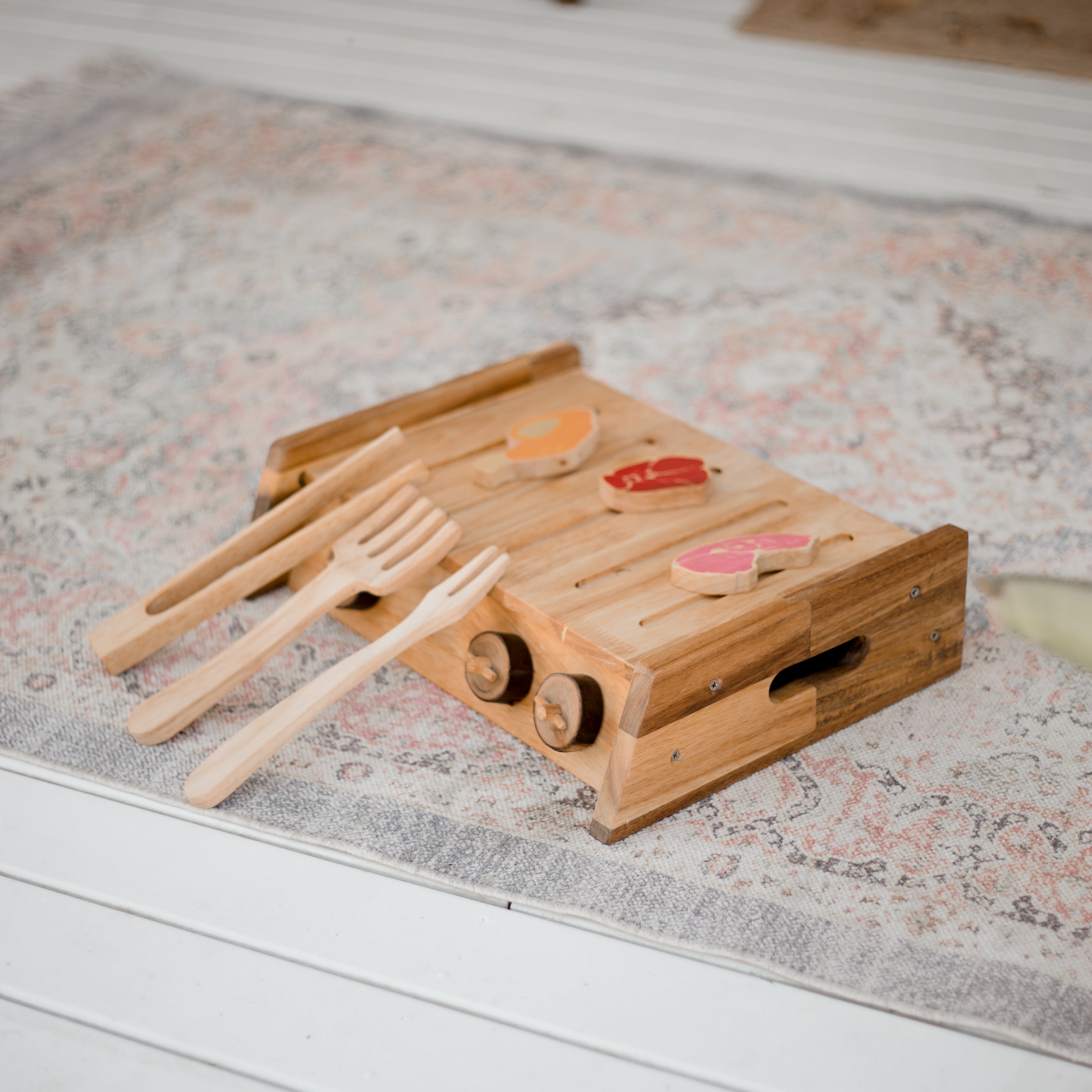 Outdoor Wooden Kids Portable BBQ Set