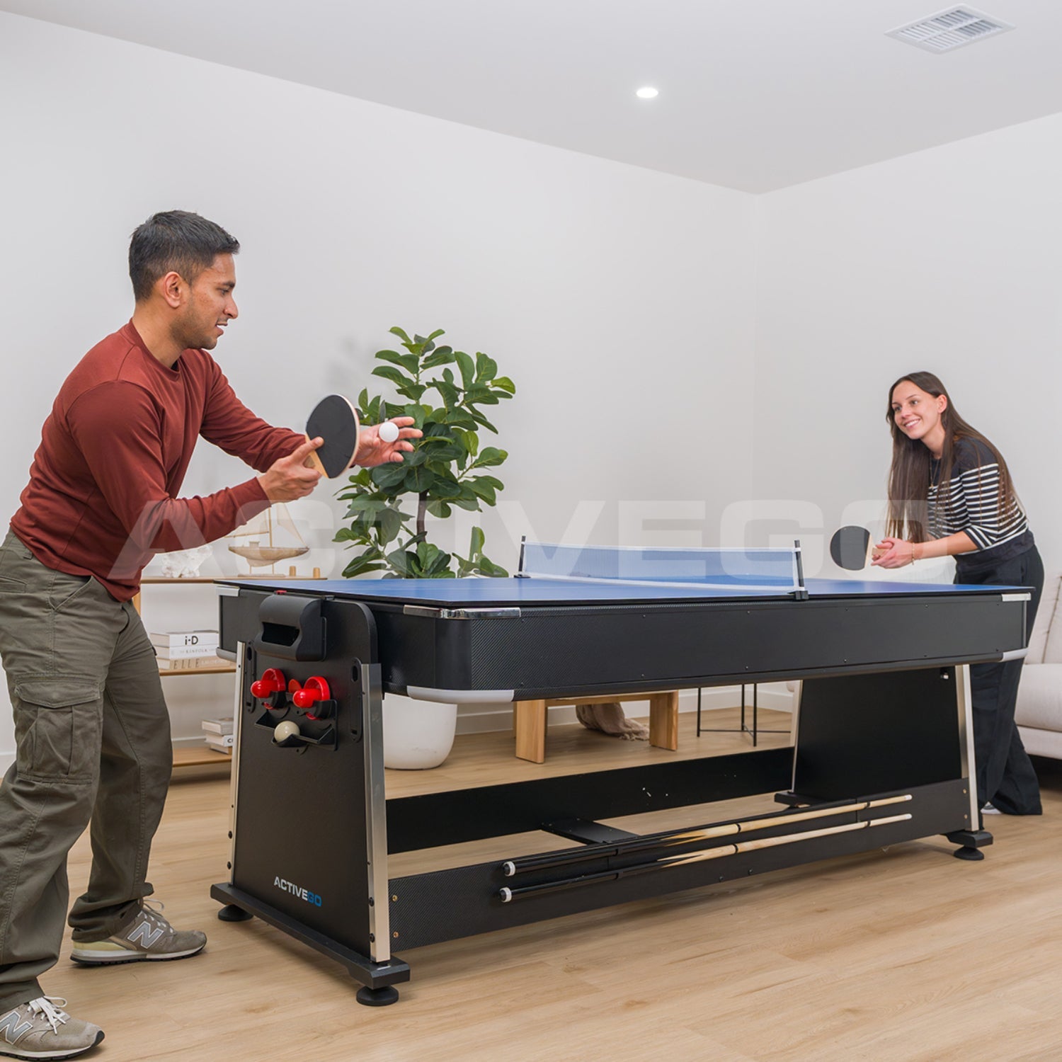 ActiveGo AirShot 7ft Convertible 4-IN-1 Pool, Air Hockey, Table Tennis Table & Tabletop