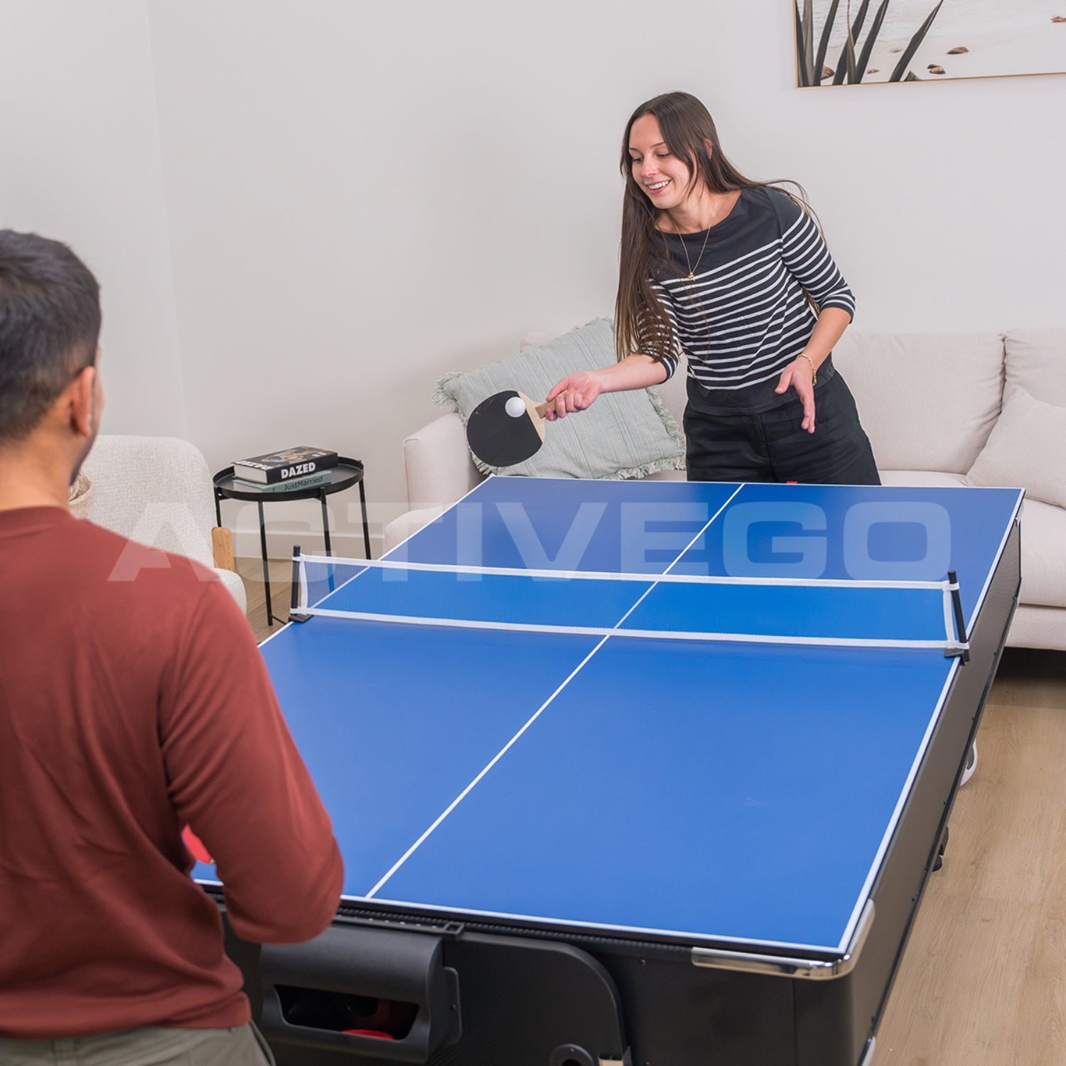 ActiveGo AirShot 7ft Convertible 4-IN-1 Pool, Air Hockey, Table Tennis Table & Tabletop