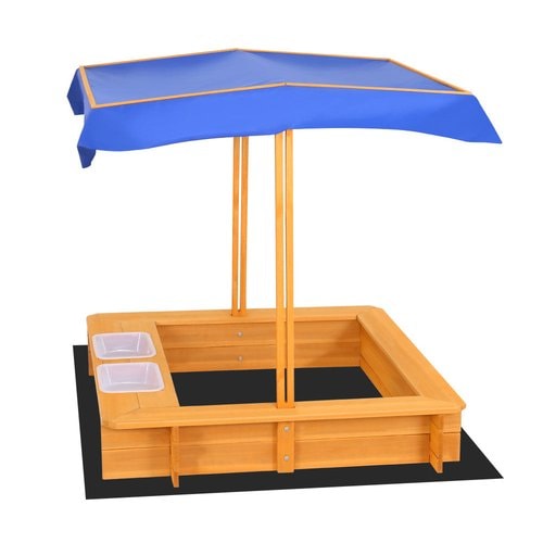 Wooden Kids Sandpit with Shade and Water Tubs