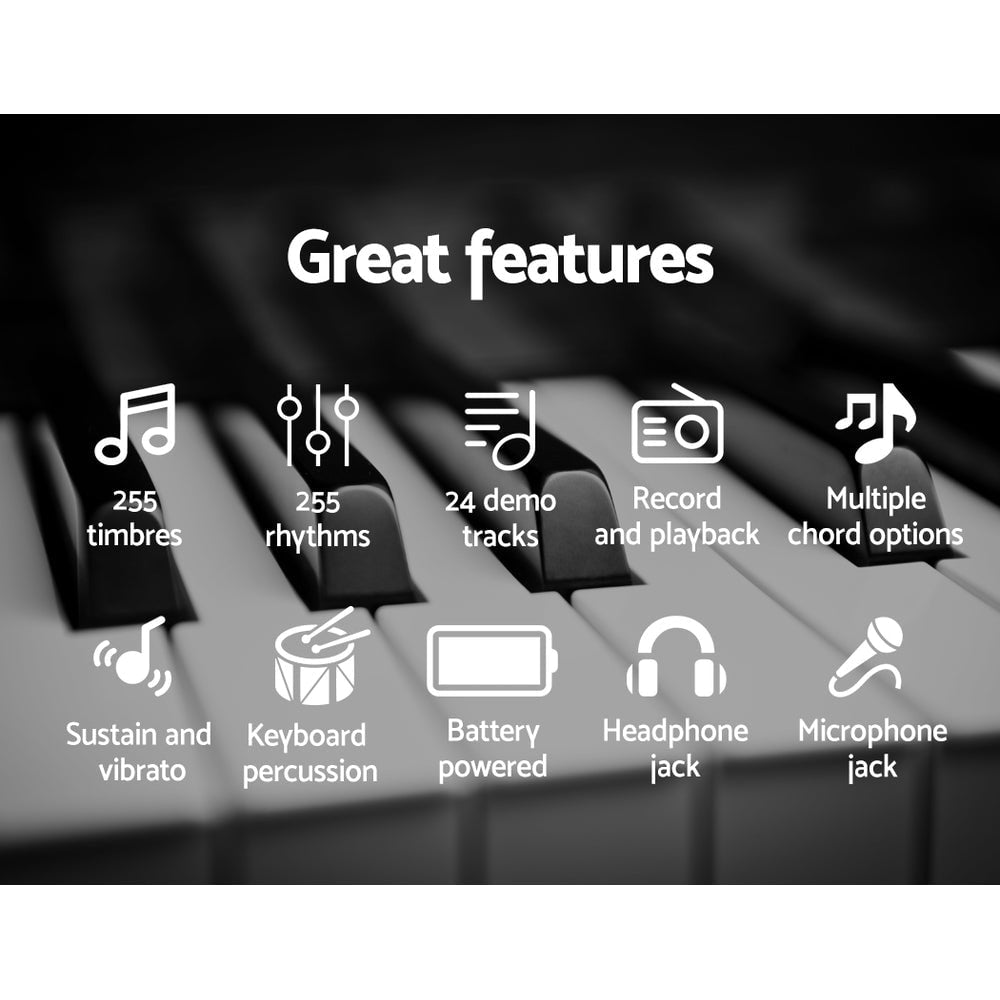Alpha 61 Keys Electronic Piano Keyboard with Stand Beginner Black