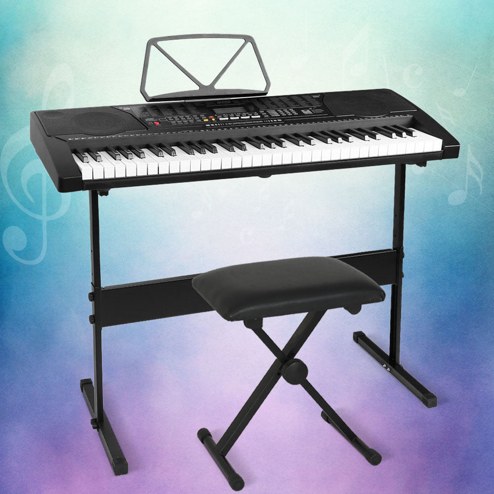 Alpha 61 Keys Electronic Piano Keyboard with Stand Stool Lighted