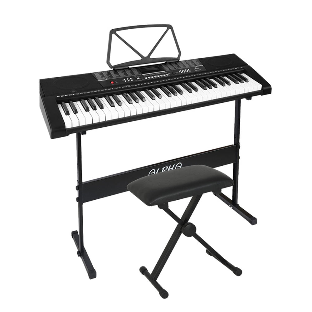 Alpha 61 Keys Electronic Piano Keyboard with Stand Stool Speaker