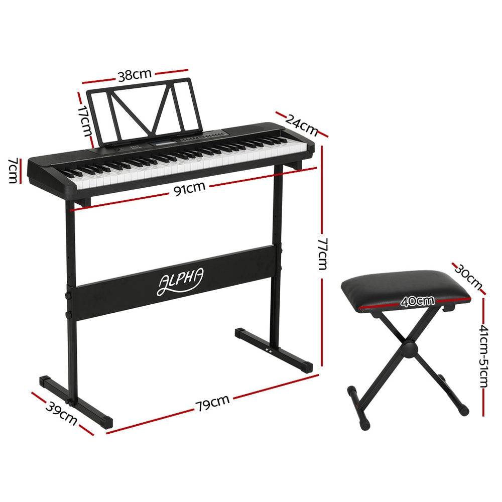 Alpha 61 Keys Electronic Piano Keyboard with Stand Stool Touch