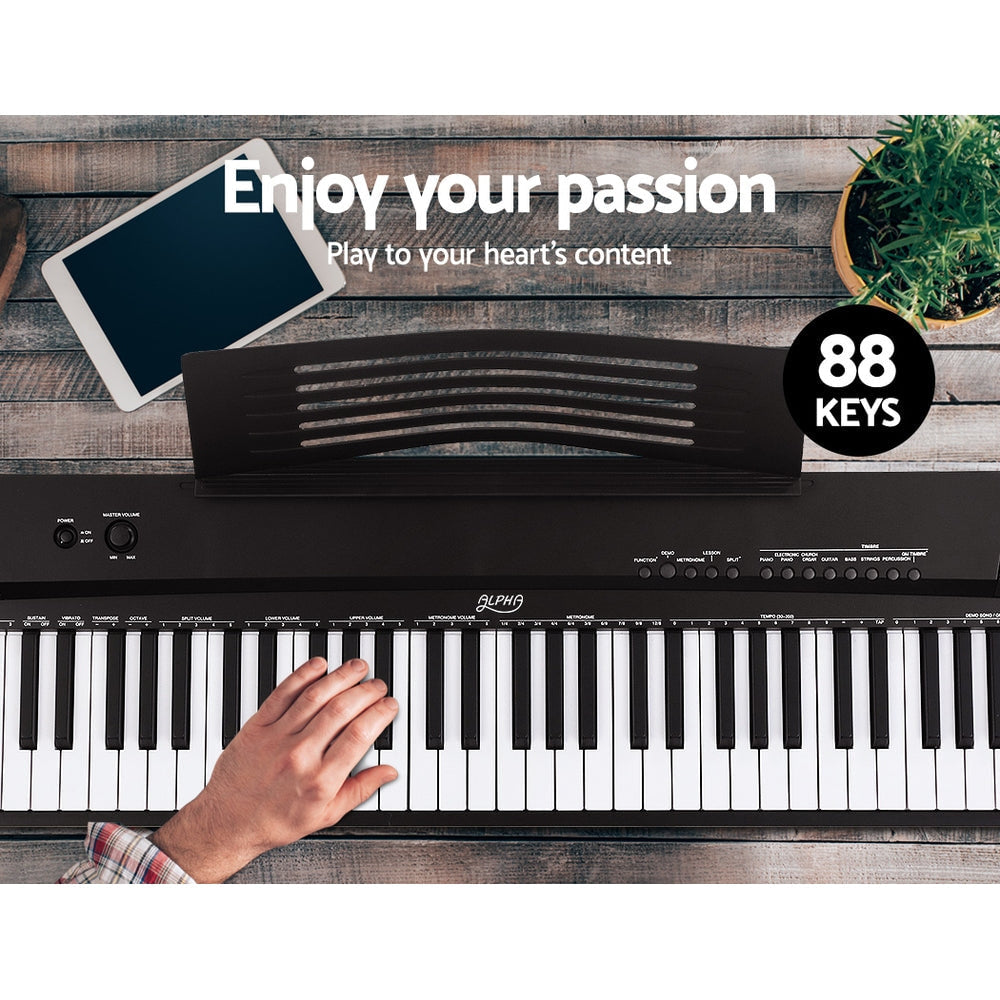 Alpha 88 Keys Electronic Piano Keyboard with Stand Stool Pedal
