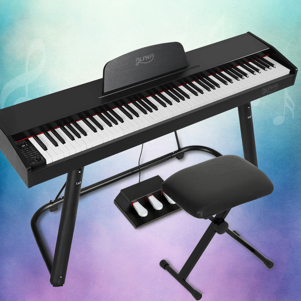 Alpha 88 Keys Electronic Piano Keyboard with Stand Stool Weighted
