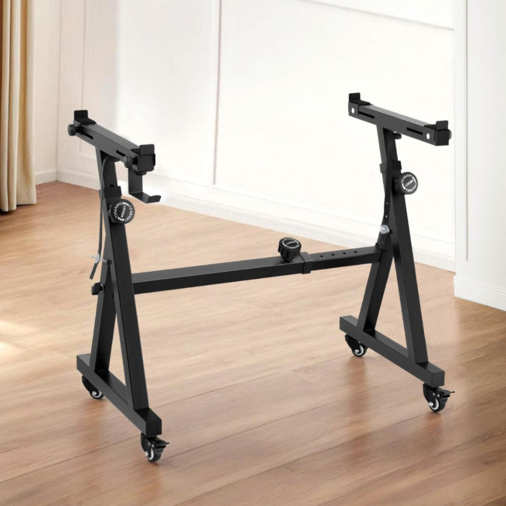 Alpha Piano Stand with Lockable Wheels Z-Stand Black
