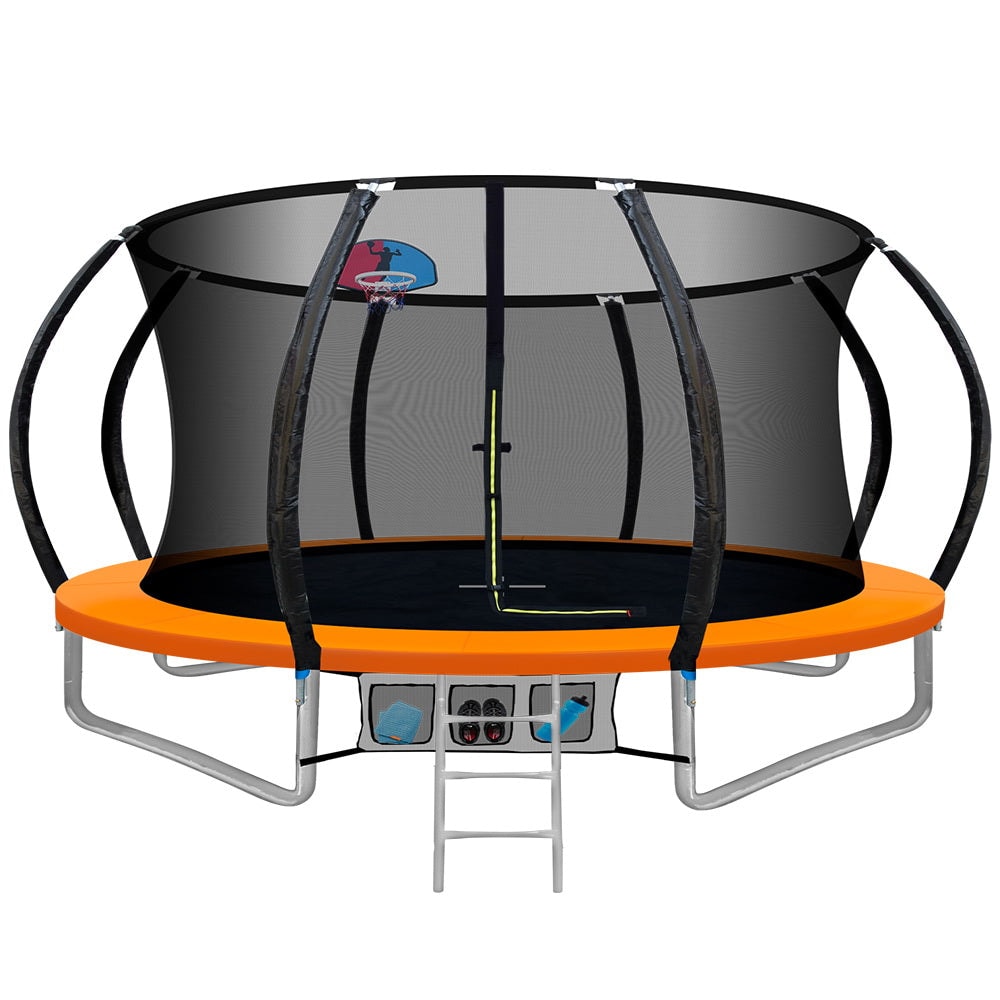 Everfit 12ft Trampoline Kids Orange with Basketball Hoop