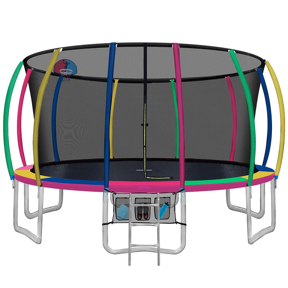 Everfit 16ft Trampoline Kids Multi-Coloured with Basketball Hoop