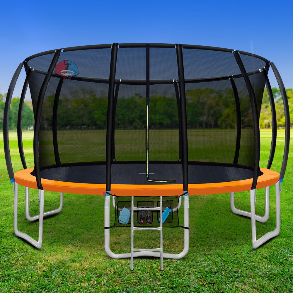Everfit 16ft Trampoline Kids Orange with Basketball Hoop