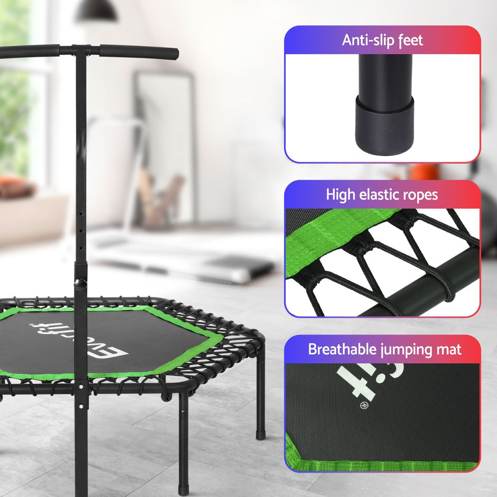Everfit 48inch Hexagon Trampoline Kids Exercise Fitness Adjustable Handrail