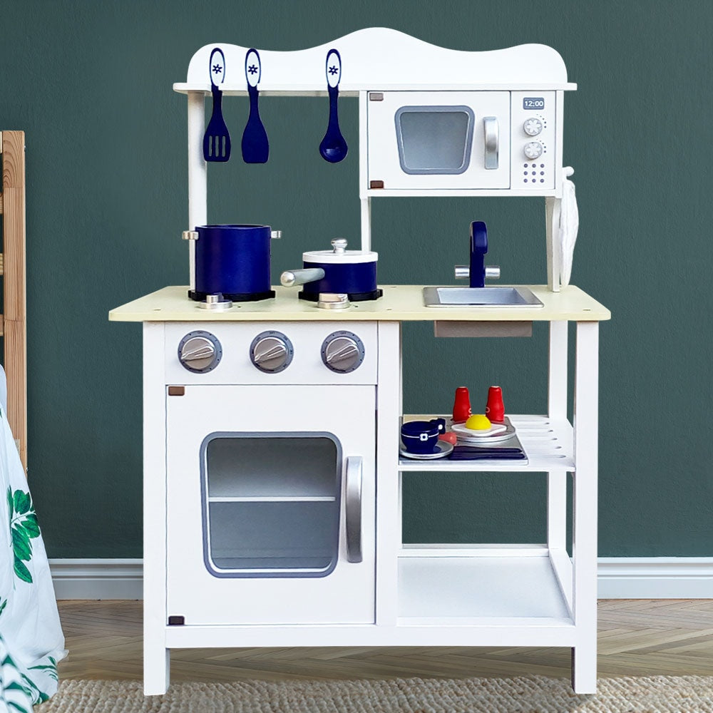 Keezi 18 Piece Modern Kids Kitchen Play Set in White