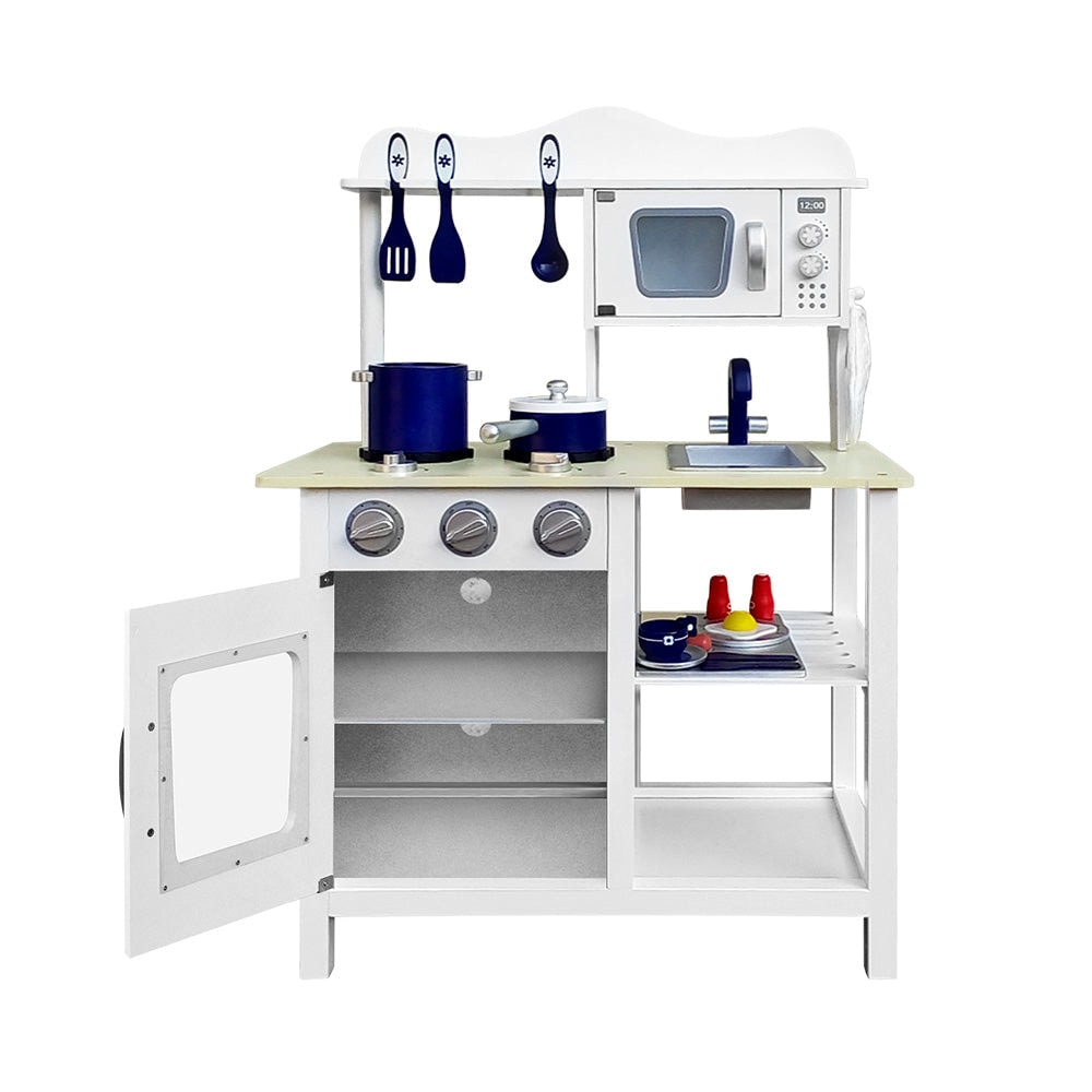 Keezi 18 Piece Modern Kids Kitchen Play Set in White