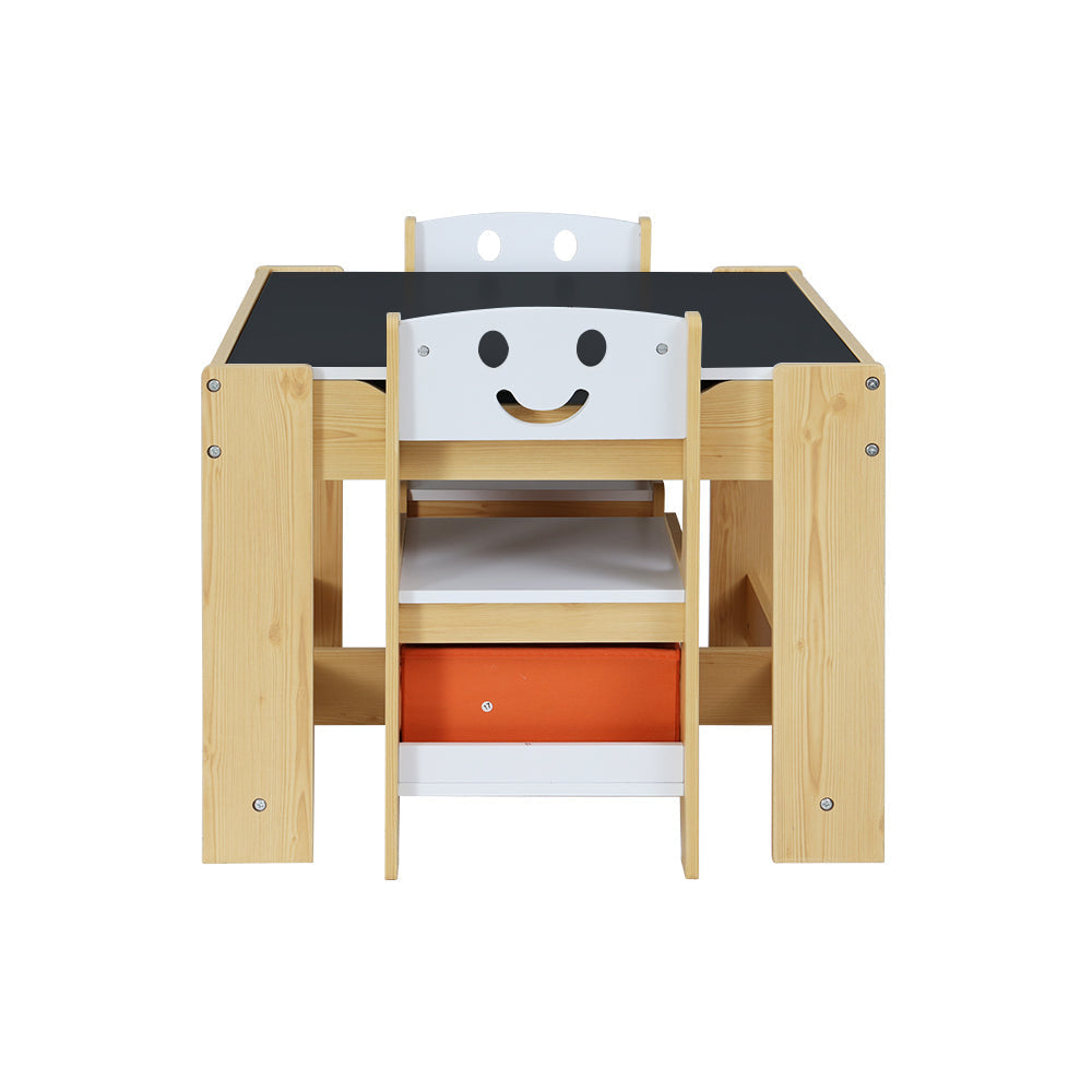 Keezi 3pcs Kids Reversible Activity Table and Chairs with Storage Boxes