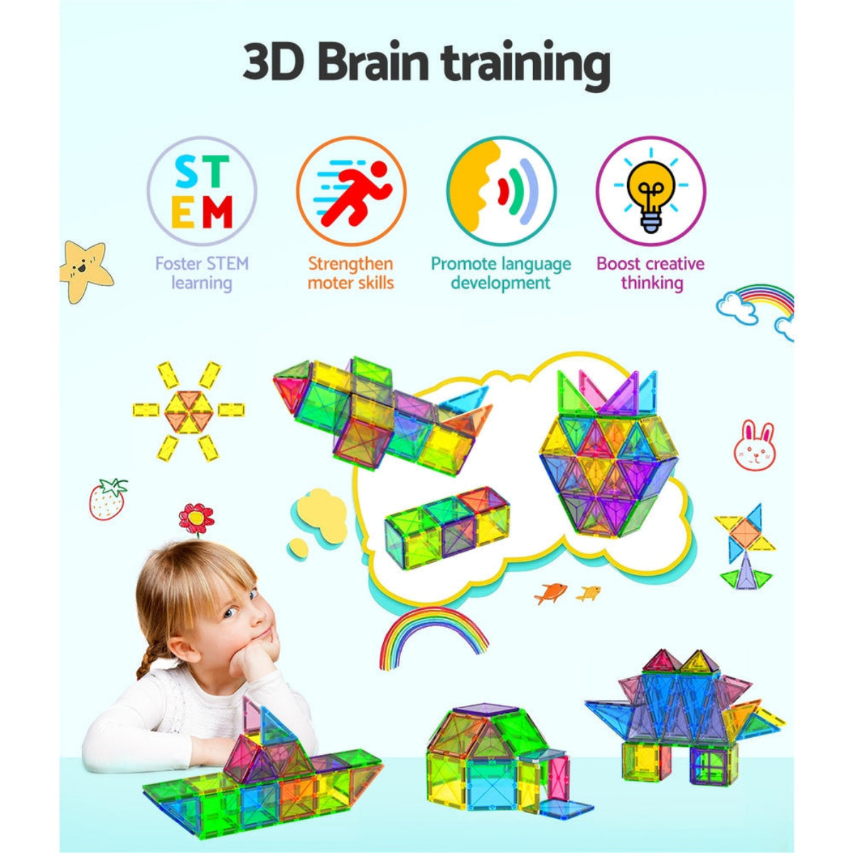 Keezi Kids Magnetic Tiles Playset