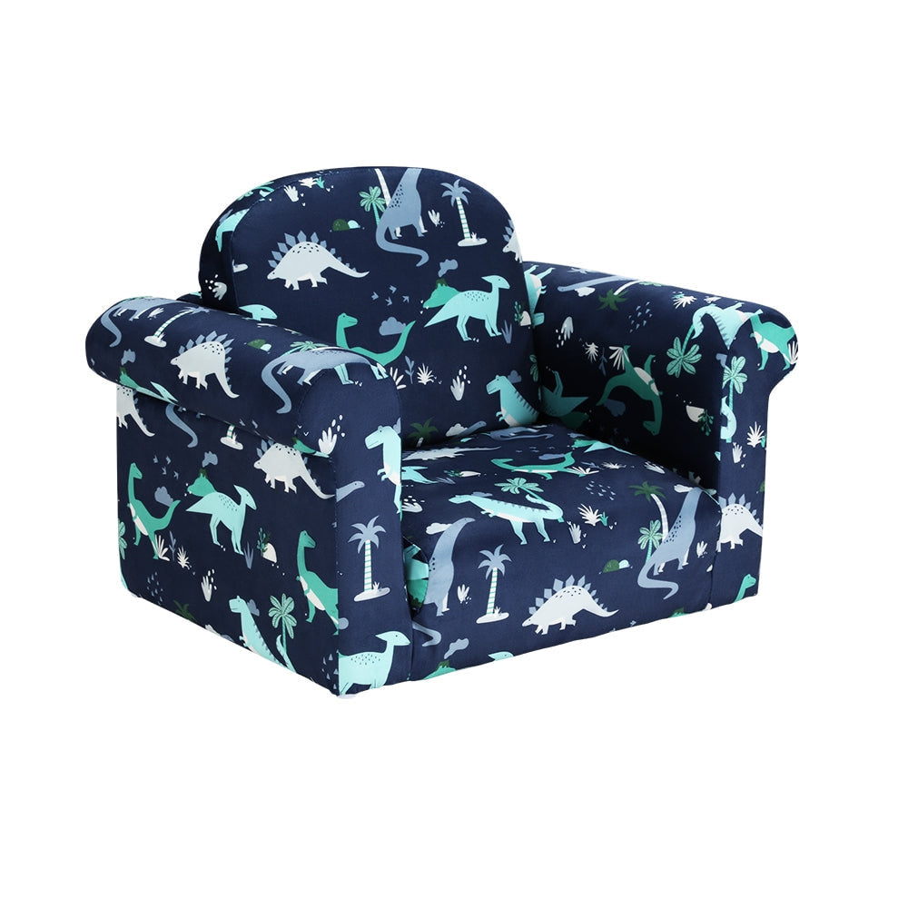 Keezi Flip Open Dinosaur Kids Sofa in Navy Blue