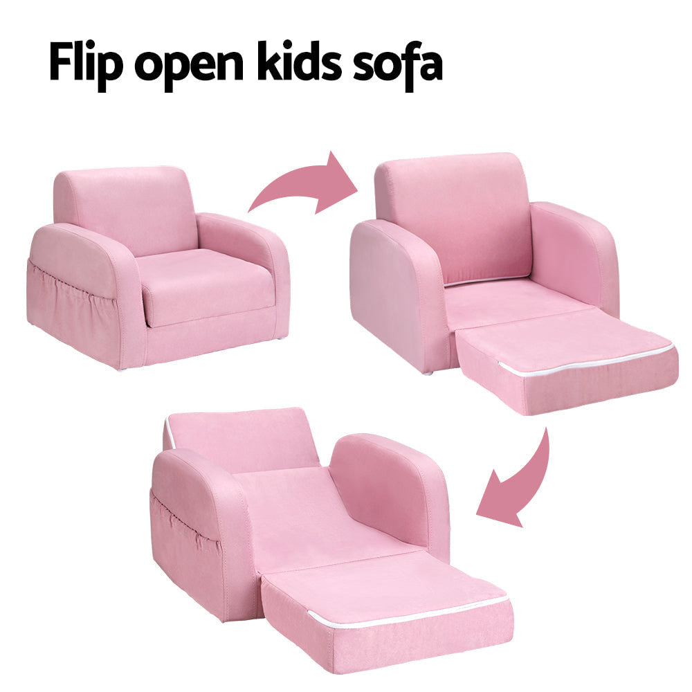Keezi Flip Open Kids Sofa in Pink