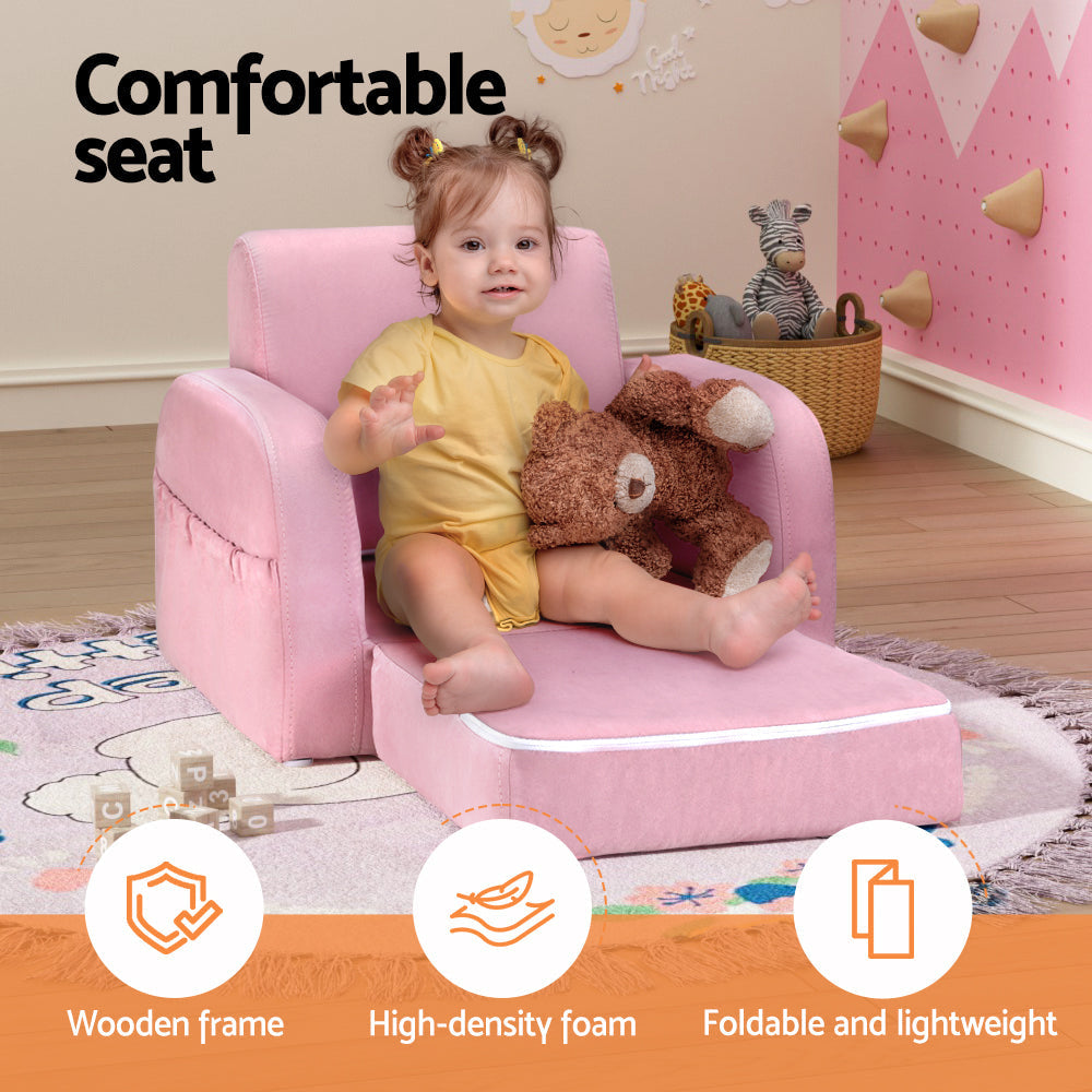 Keezi Flip Open Kids Sofa in Pink