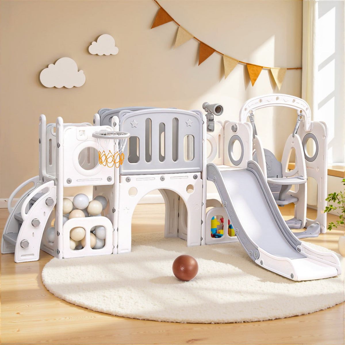 Keezi Kids 4 in 1 Playset with Basketball Hoop