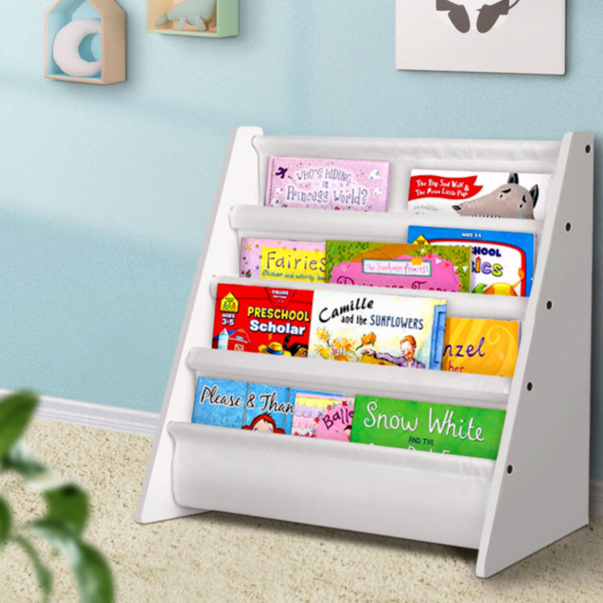 Keezi Kids Book Display Shelf Organiser - White