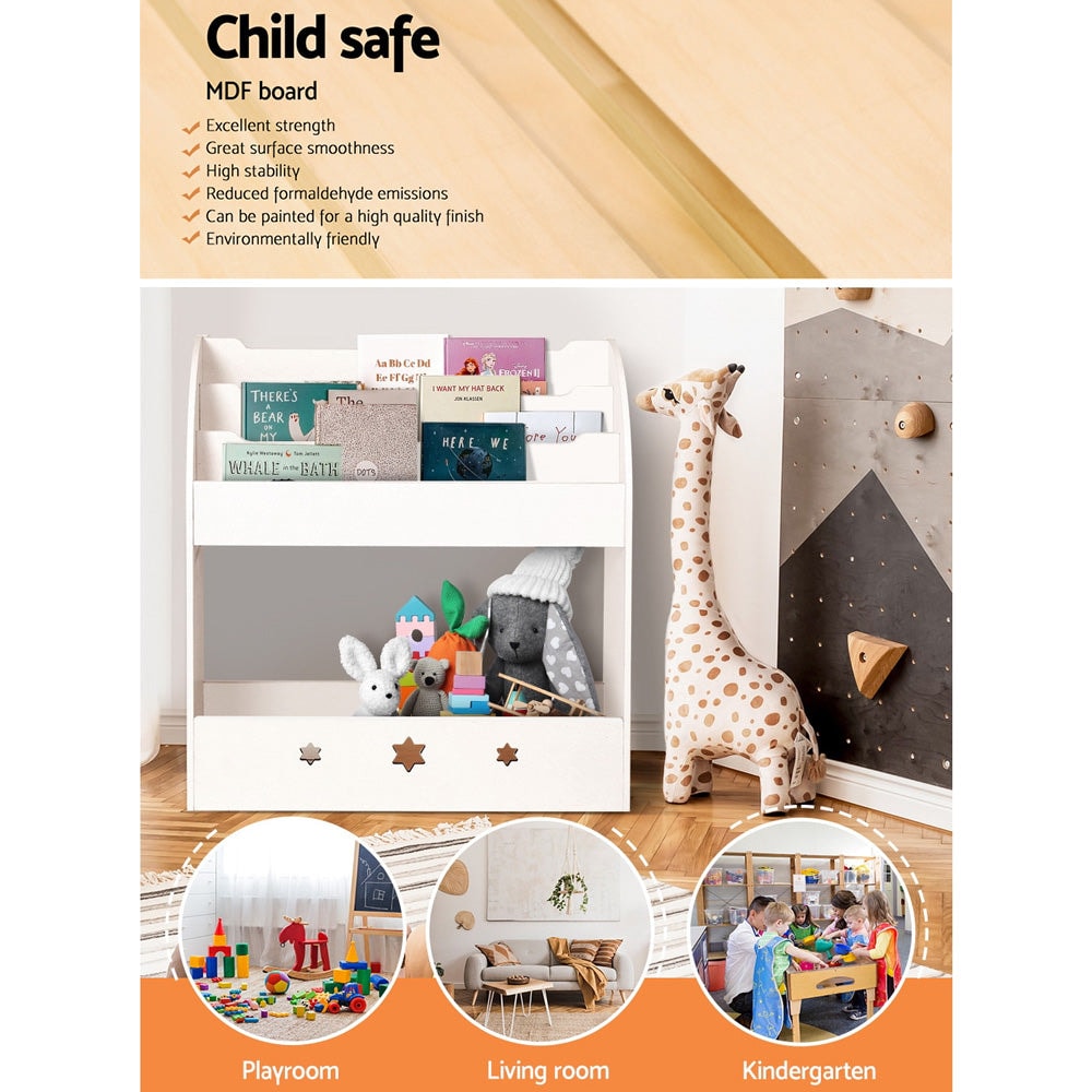 Keezi Kids Bookshelf 3-Tier Organiser with Extra Storage
