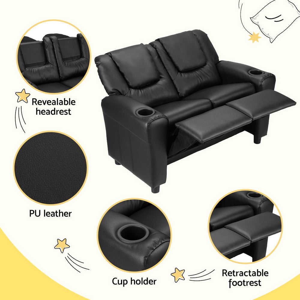 Keezi Kids Double Recliner Chair with Cup Holder