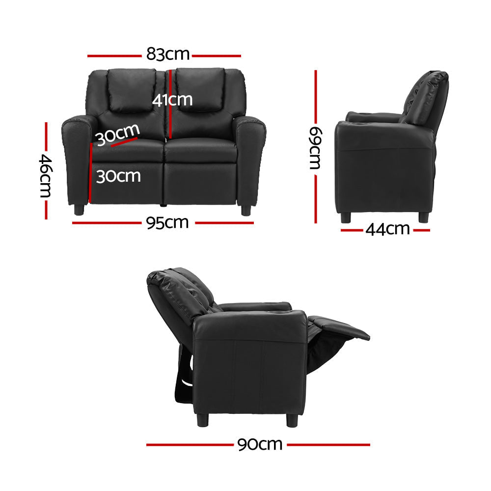 Keezi Kids Double Recliner Chair with Cup Holder