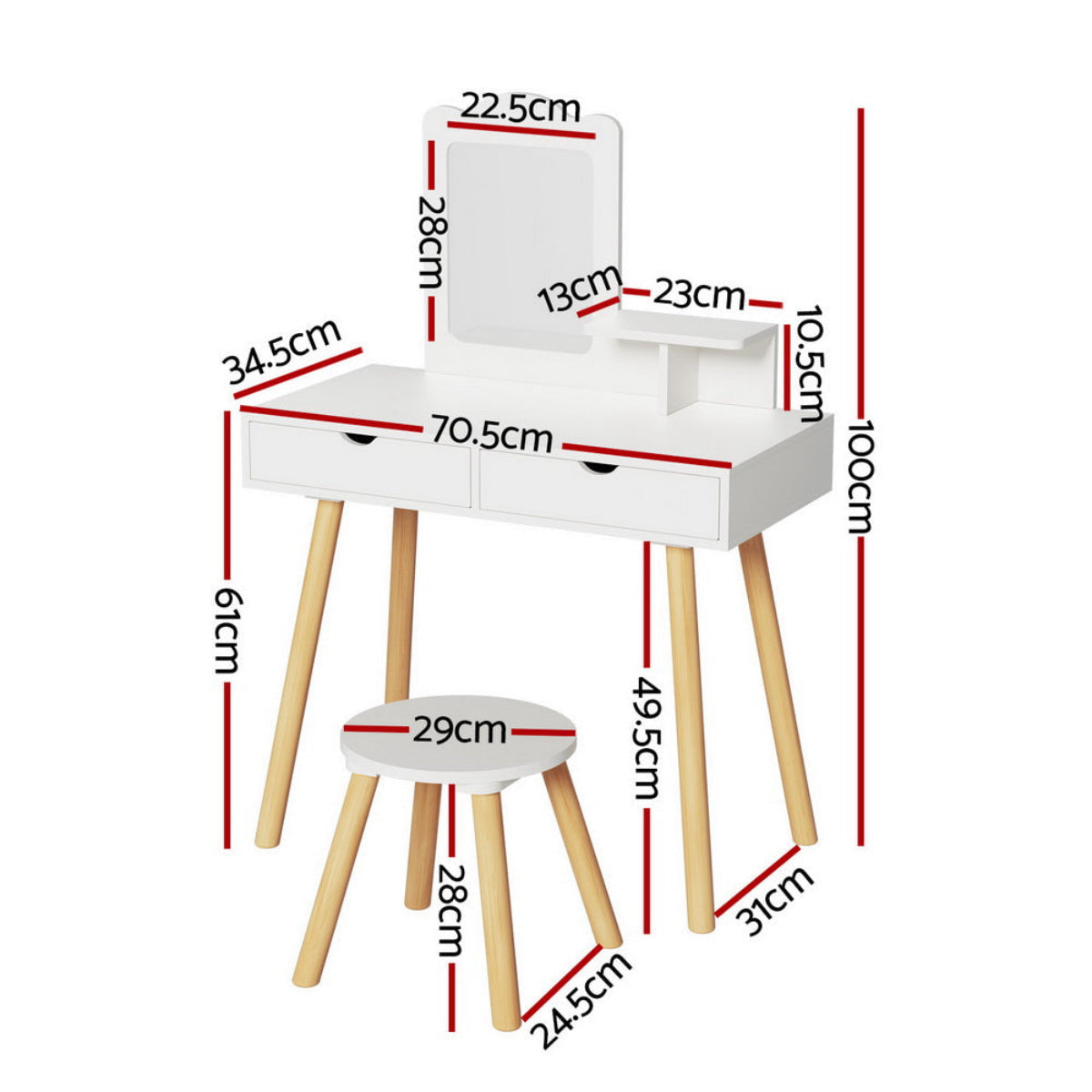 Keezi Kids Dressing Table and Chair Set