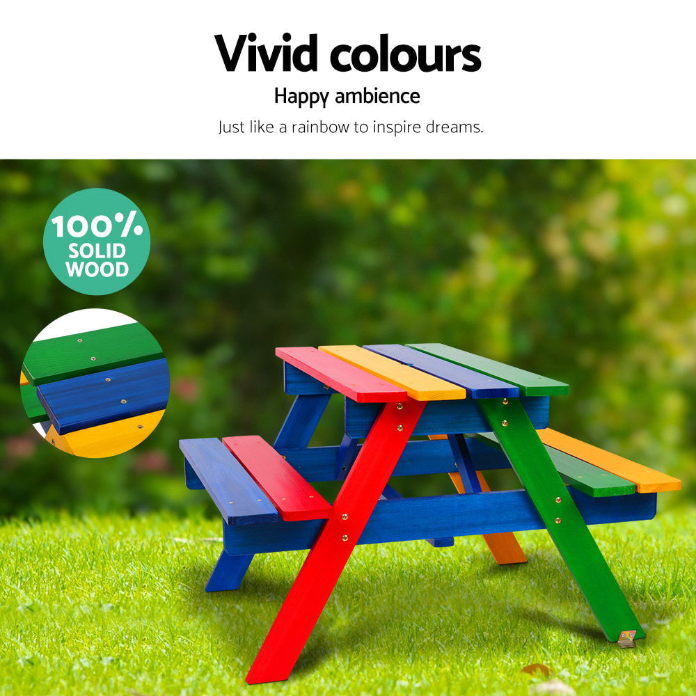 Keezi Kids Multicoloured Picnic Table and Bench Set with Umbrella