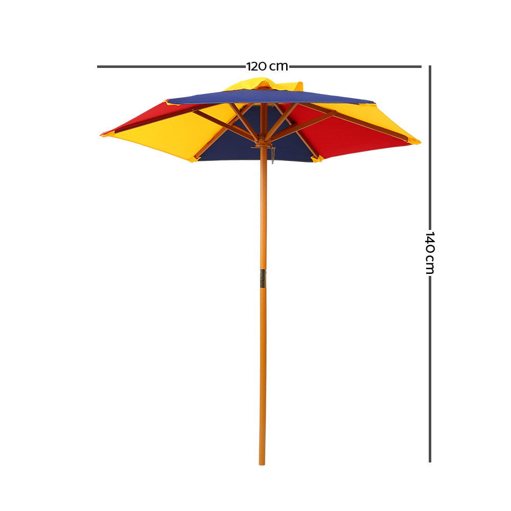 Keezi Kids Multicoloured Picnic Table and Bench Set with Umbrella