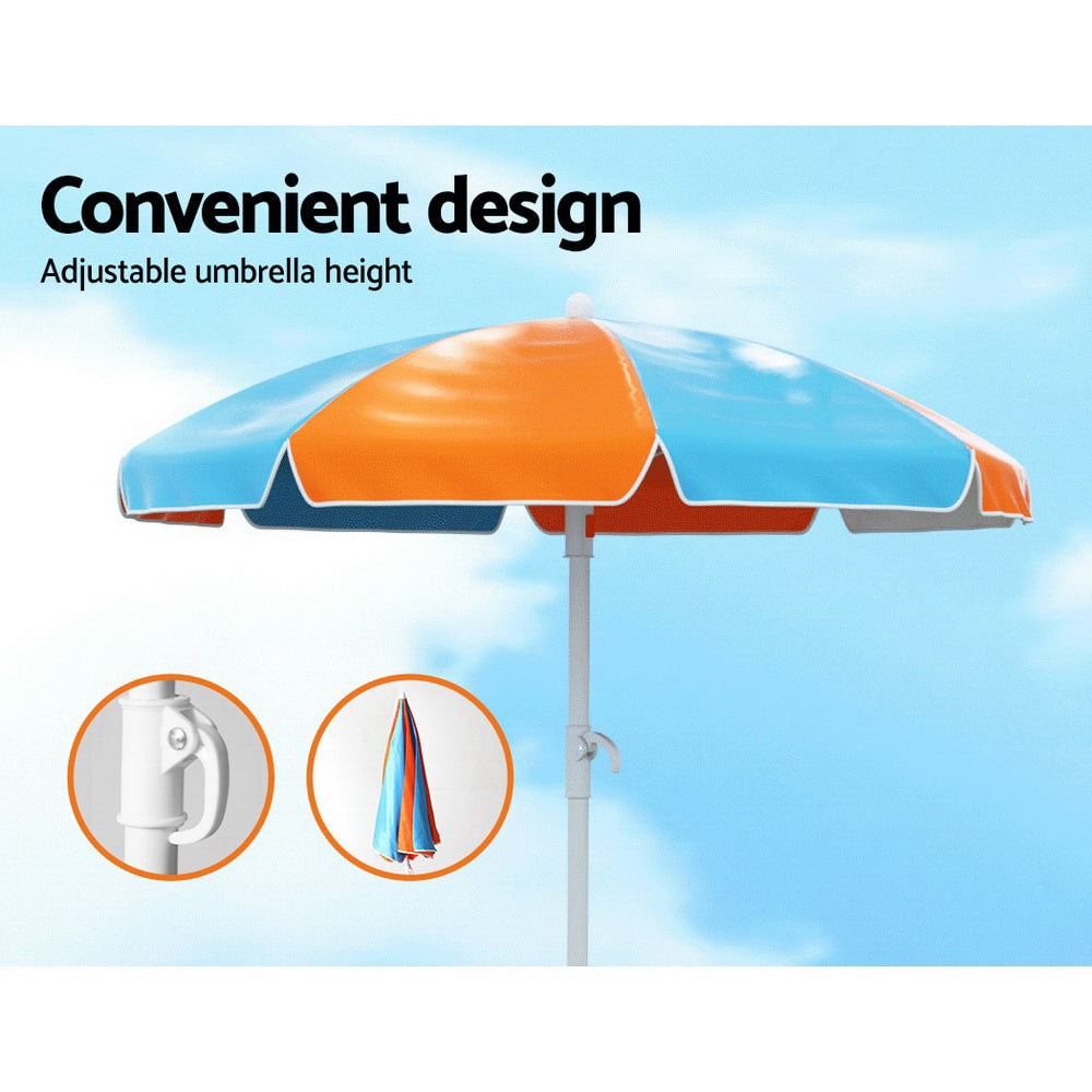 Keezi Kids Outdoor Table and Chairs Picnic and Bench Set with Umbrella