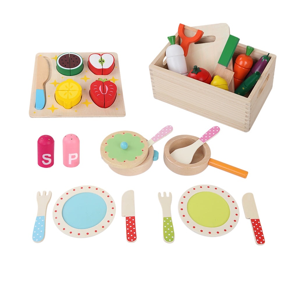 Keezi 29-piece Pretend Kids Play Food and Cooking Utensils