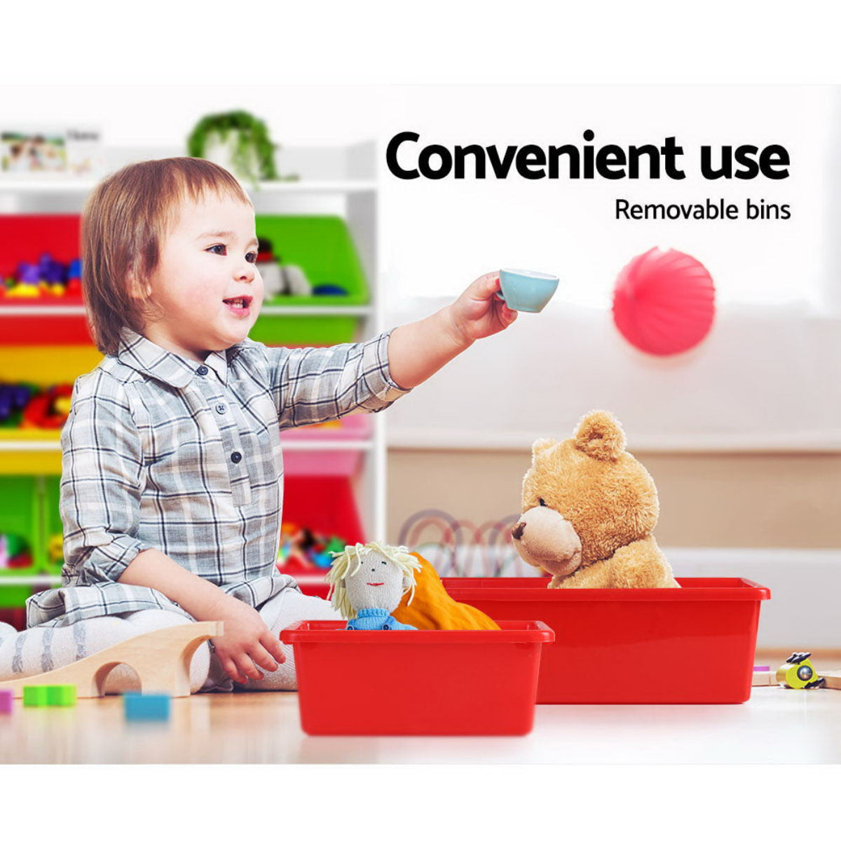 Keezi Kids Rack with Bins, Shelves and Drawer