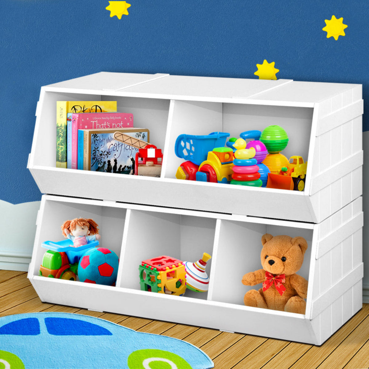 Keezi Kids Stackable Bookshelf with Toy Storage