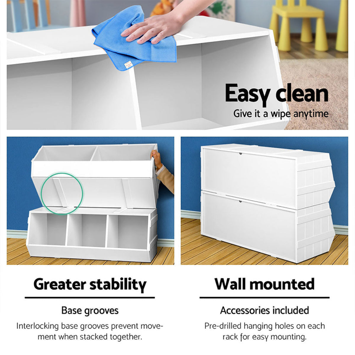 Keezi Kids Stackable Bookshelf with Toy Storage