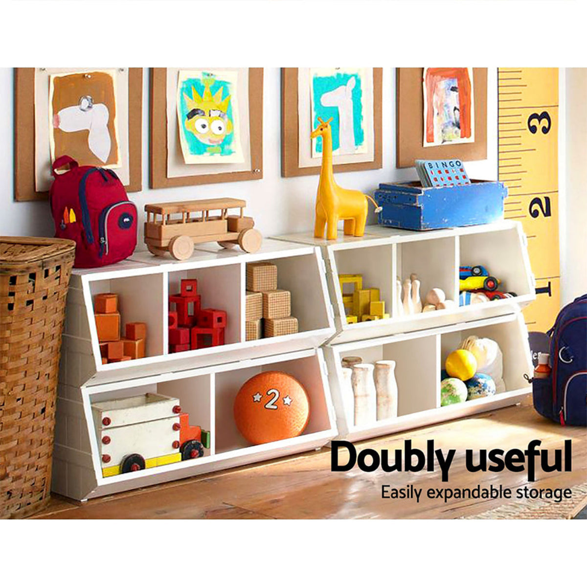 Keezi Kids Stackable Bookshelf with Toy Storage