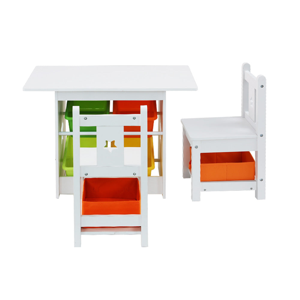 Keezi Kids Table and Chairs Set with 6 Storage Boxes
