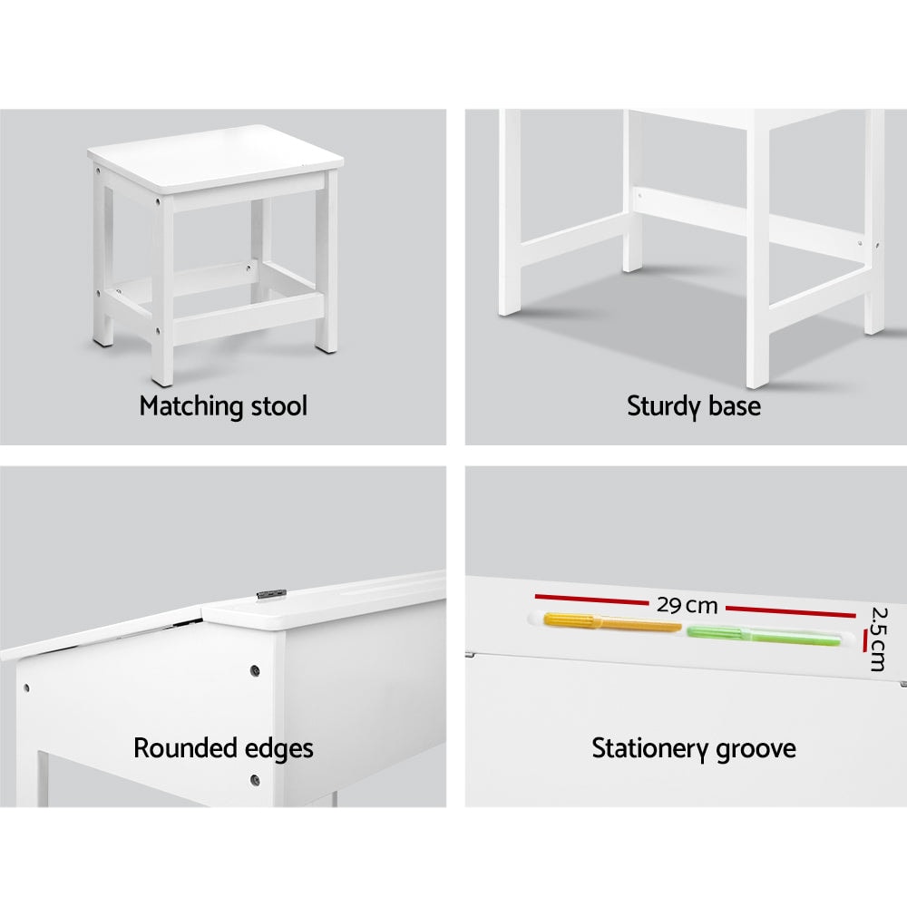 Keezi Kids Inclined Study Table with Storage and Stool Set