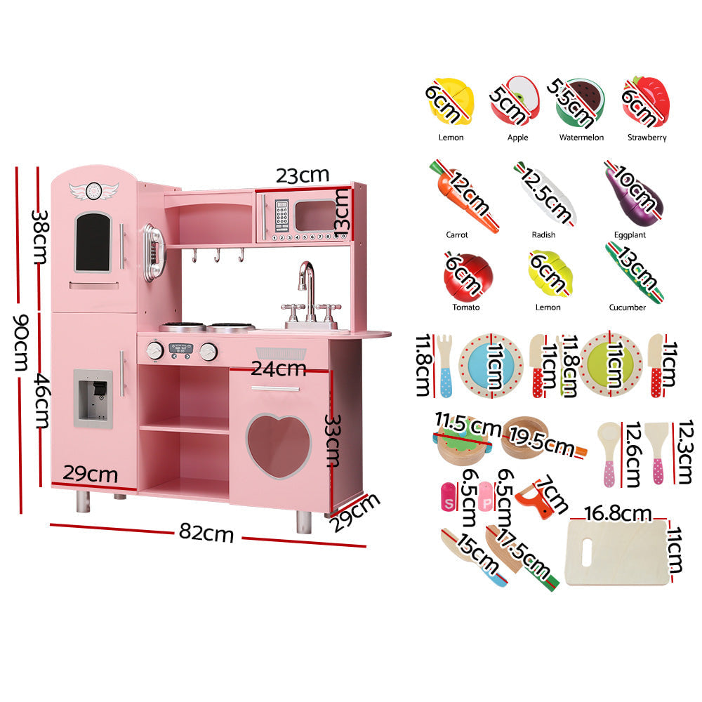 Keezi Kids Wooden Pretend Play Kitchen Set in Pink
