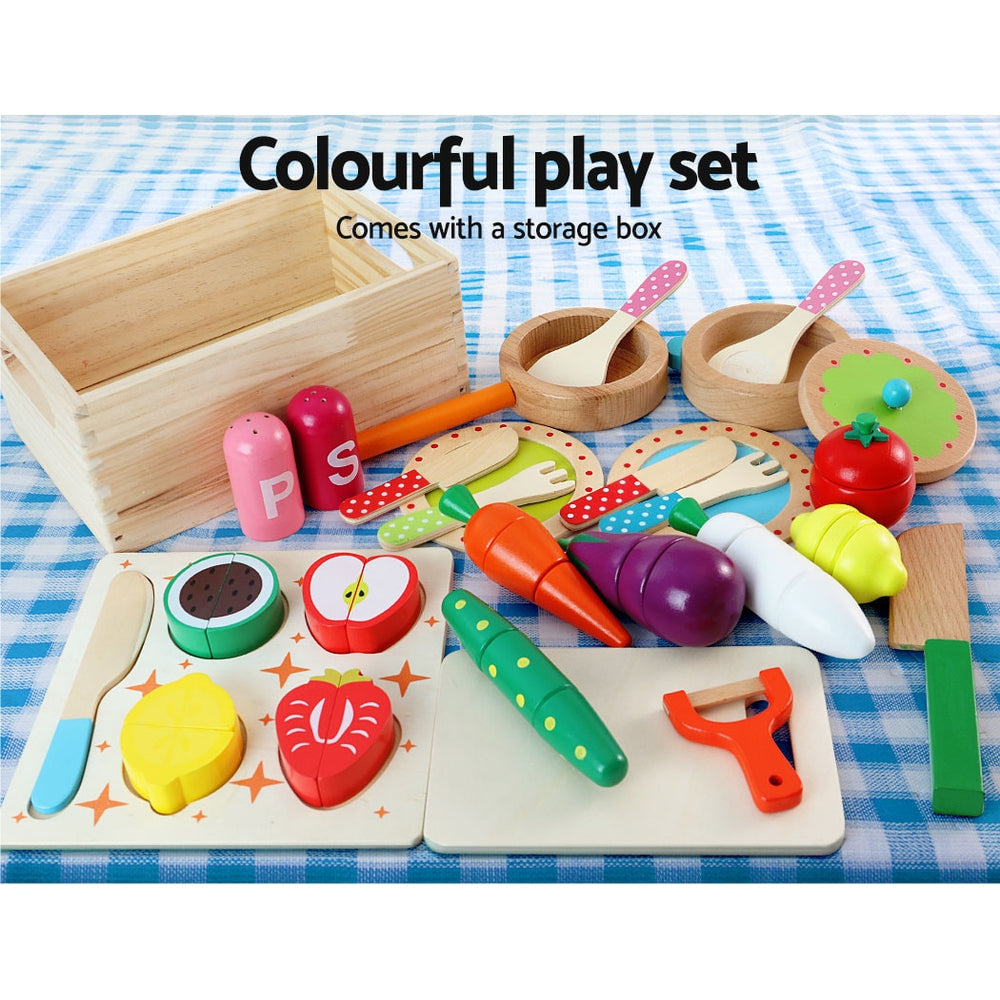 Keezi Kids Wooden Pretend Play Kitchen Set in White