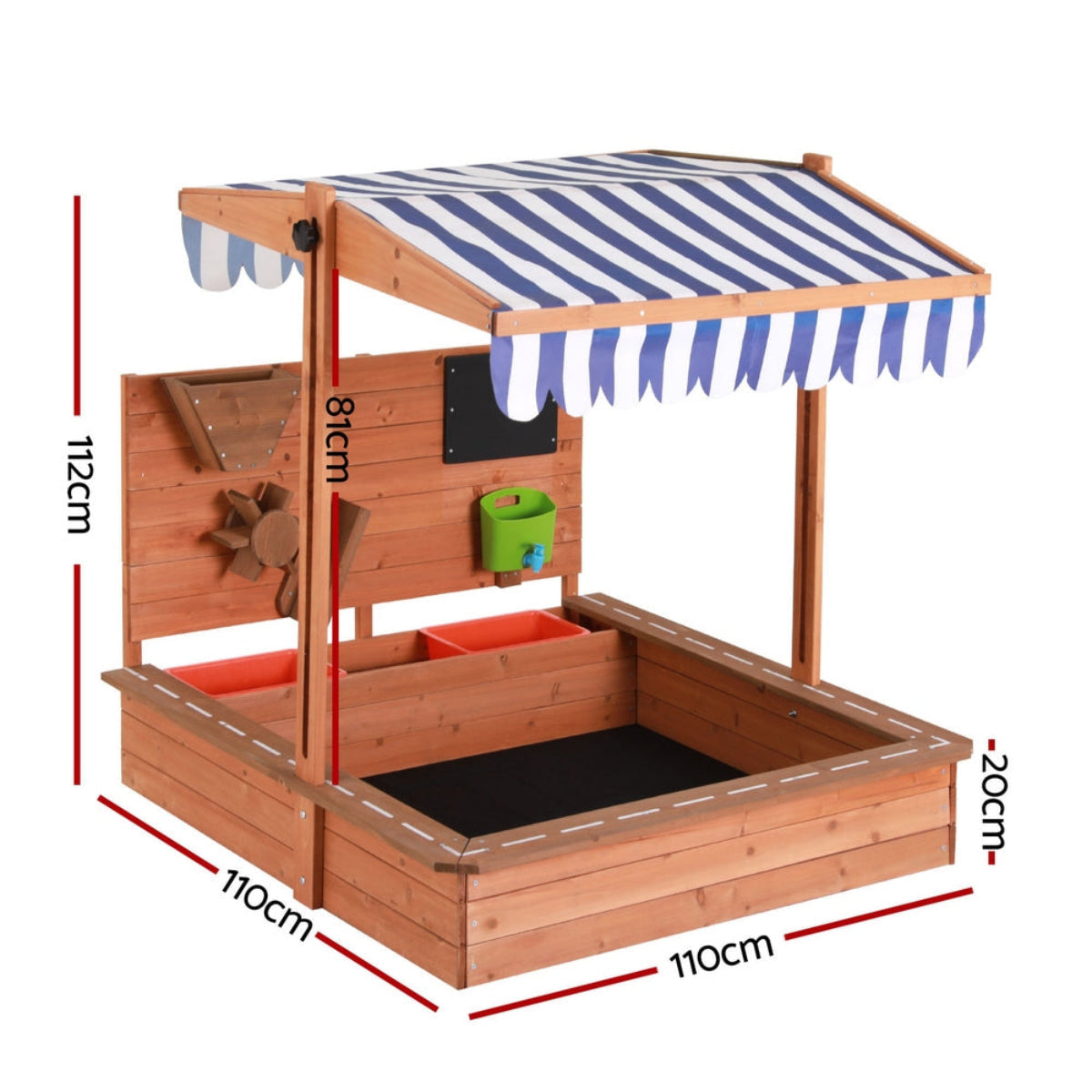 Keezi Kids Wooden Sandpit with Canopy and Sand Funnel