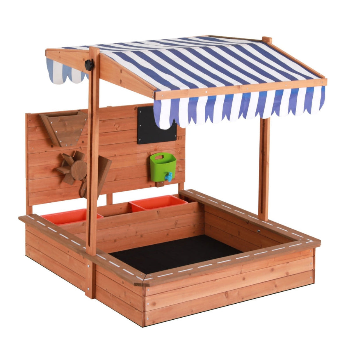 Keezi Kids Wooden Sandpit with Canopy and Sand Funnel