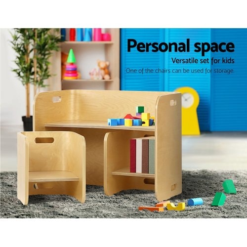 Keezi Nordic Compact Design Kids Table and Chairs in Natural