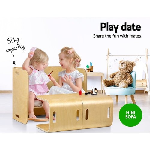 Keezi Nordic Compact Design Kids Table and Chairs in Natural