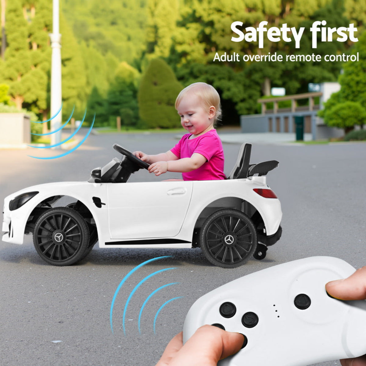 Kids 12V Mercedes-Benz AMG GTR Electric Ride On Car - White