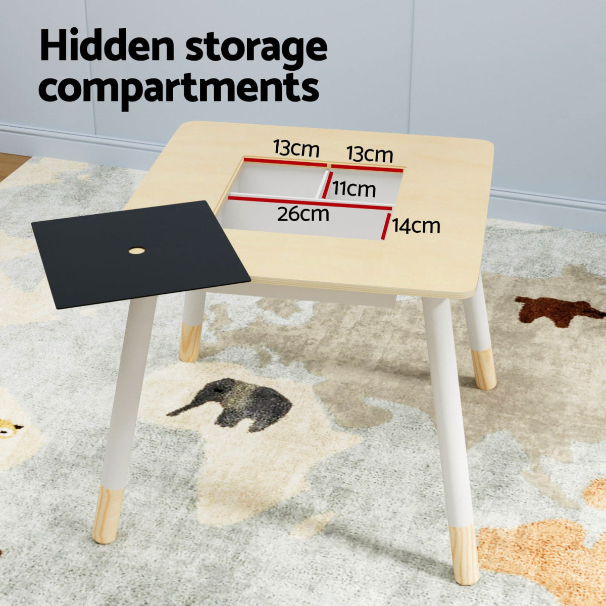 Kids Chalkboard Table and Chairs with Storage Compartments